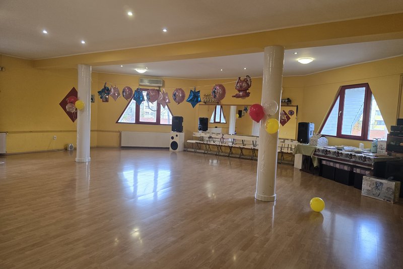 A JoyDance terem, rendezvényre berendezve
